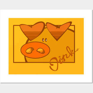 Oink orange Posters and Art